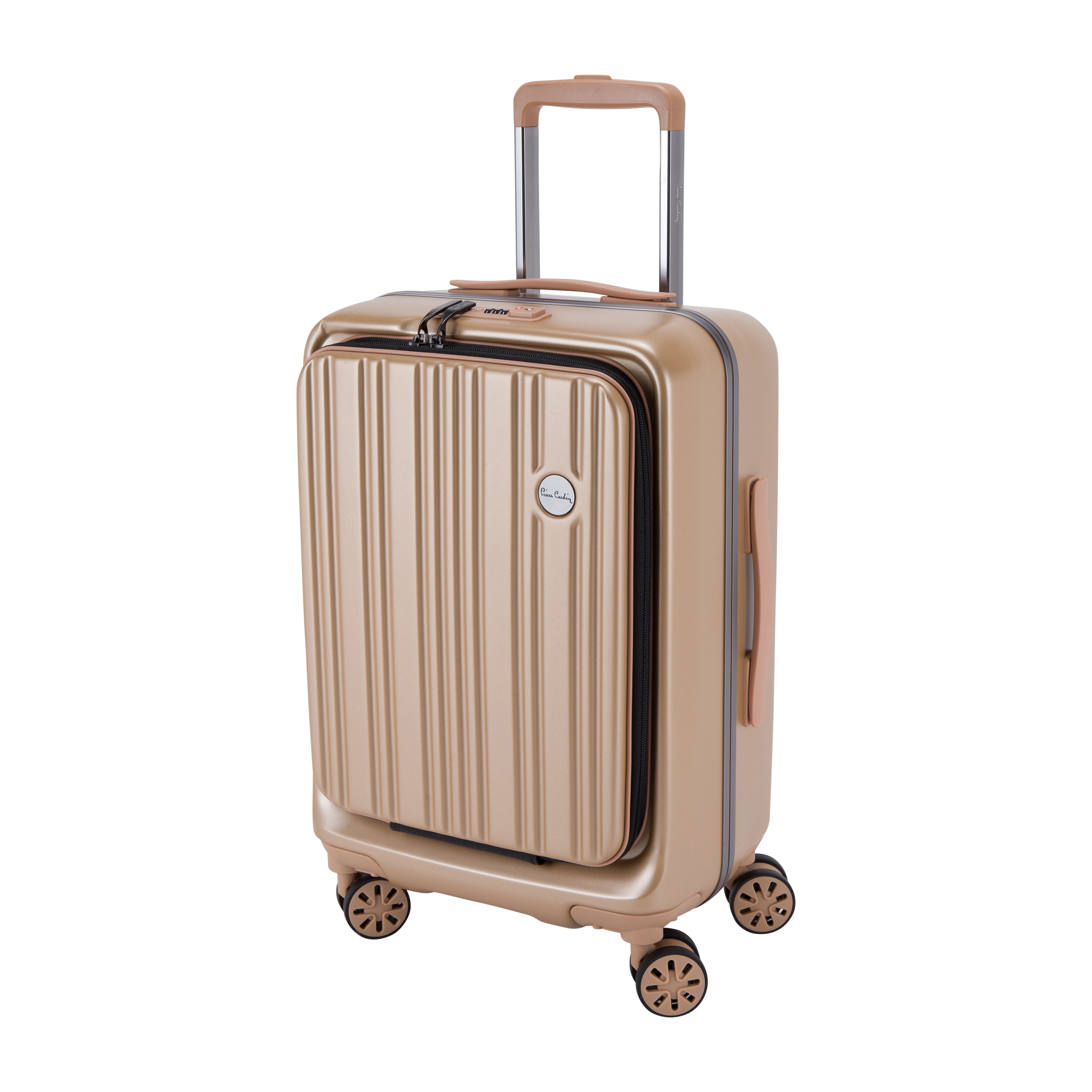 Pierre Cardin Suitcase Front Pocket Design Carry On, Champagne