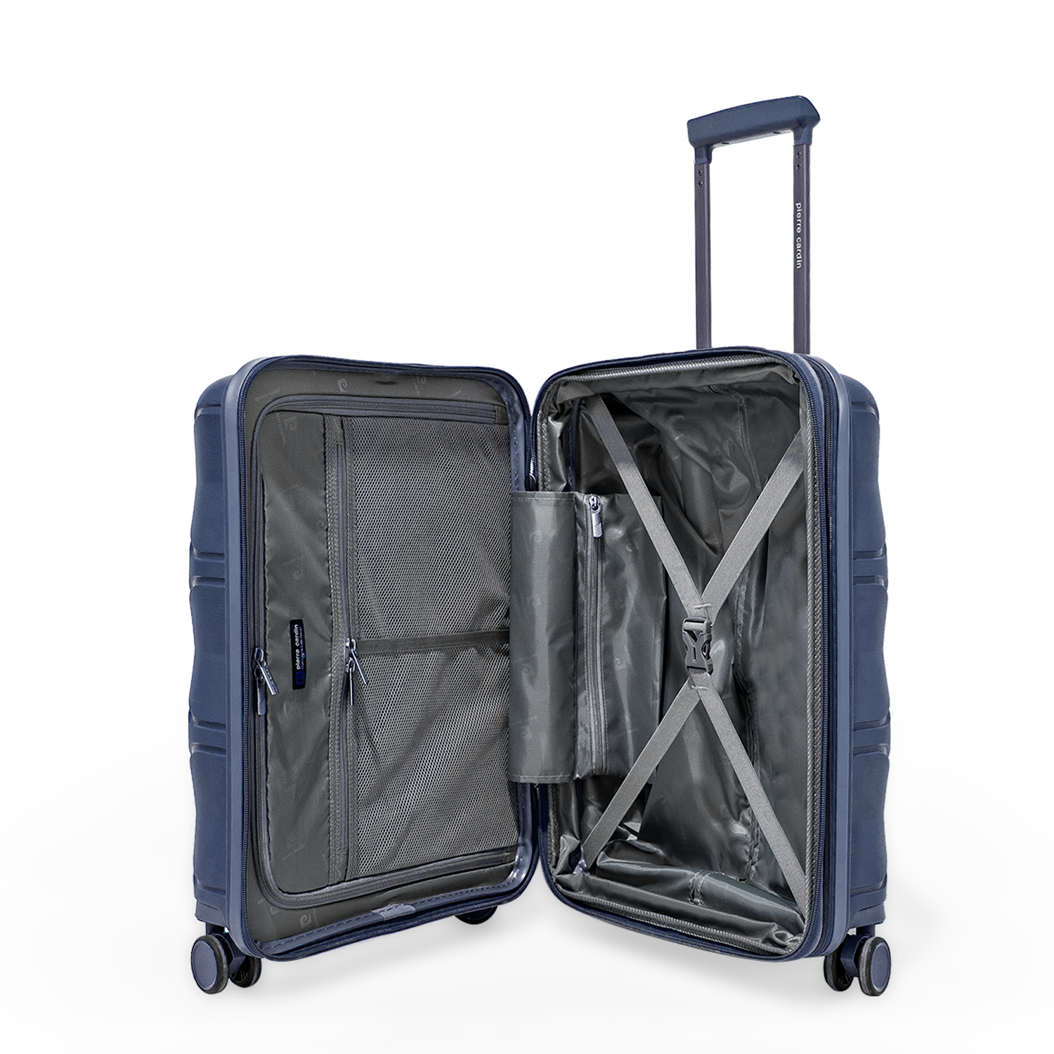 Pierre Cardin Trolley Strong Flexible Suitcases Set of 3 GreyBlue