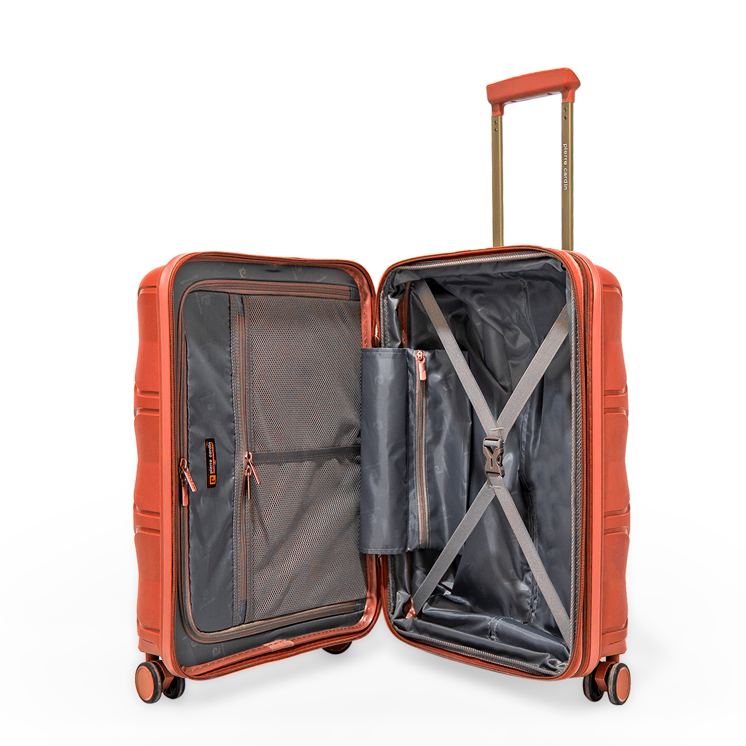 Pierre Cardin Trolley Strong Flexible Suitcases Set of 3 Peach