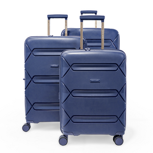 Open image in slideshow, Pierre Cardin Trolley Strong Flexible Suitcases Set of 3 GreyBlue
