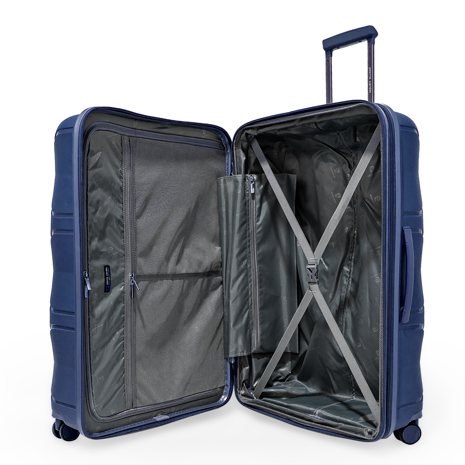 Pierre Cardin Trolley Strong Flexible Suitcases Check-In GreyBlue