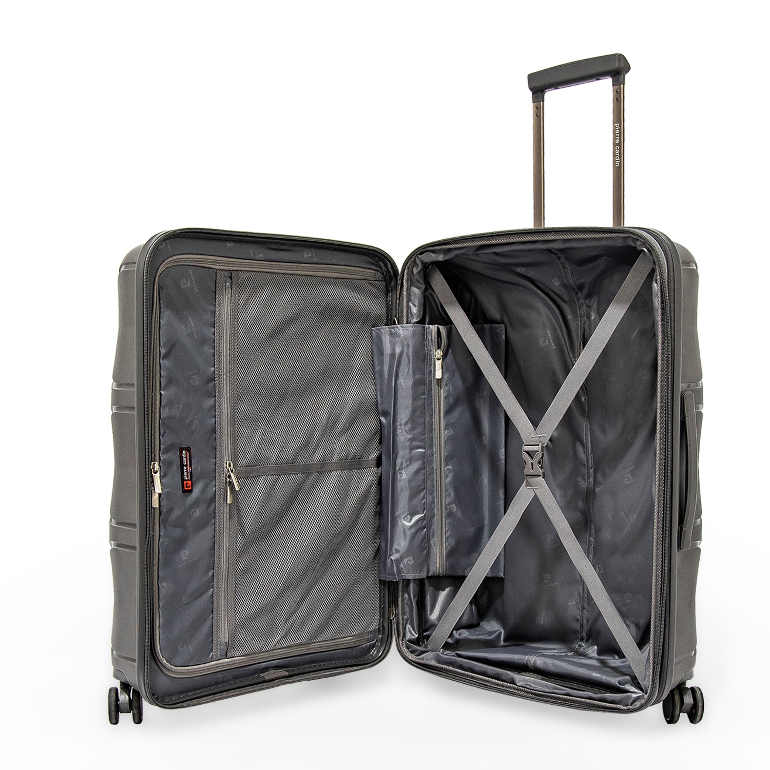 Pierre Cardin Trolley Strong Flexible Suitcases Set of 3 Dark Grey