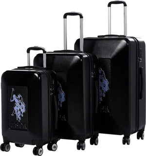U.S POLO Suitcase Hardsuitcase Set of 3 - Black - The Bag House®™